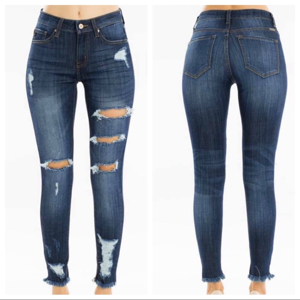 Distressed Kancan Midrise Ankle Skinny Jeans